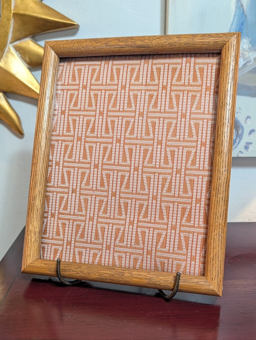 Vintage Curved Oak Wood Picture Frame 8 3/4" x 11" Rustic Cottagecore Rounded